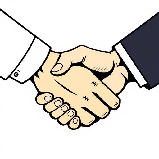 Illustration of hands shaking, symbolizing trust and partnership